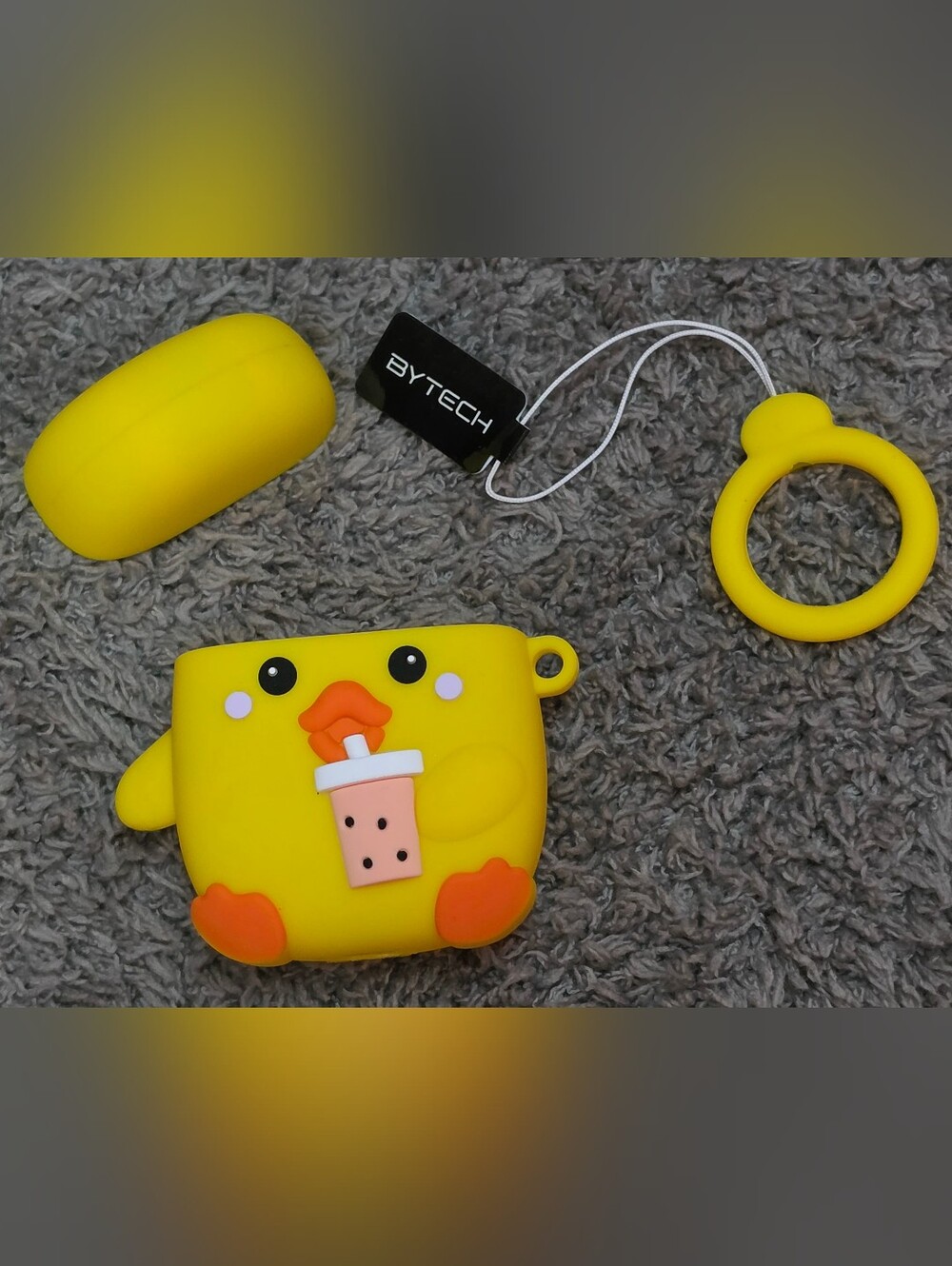 NWOT Bytech Yellow Chick Boba Silicone AirPods Case